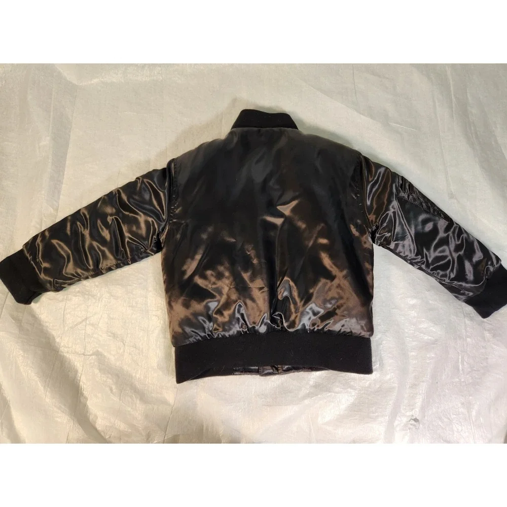 Rare Appaman Black Boys Bomber Jacket 3T Full Zip Coat Satin 3